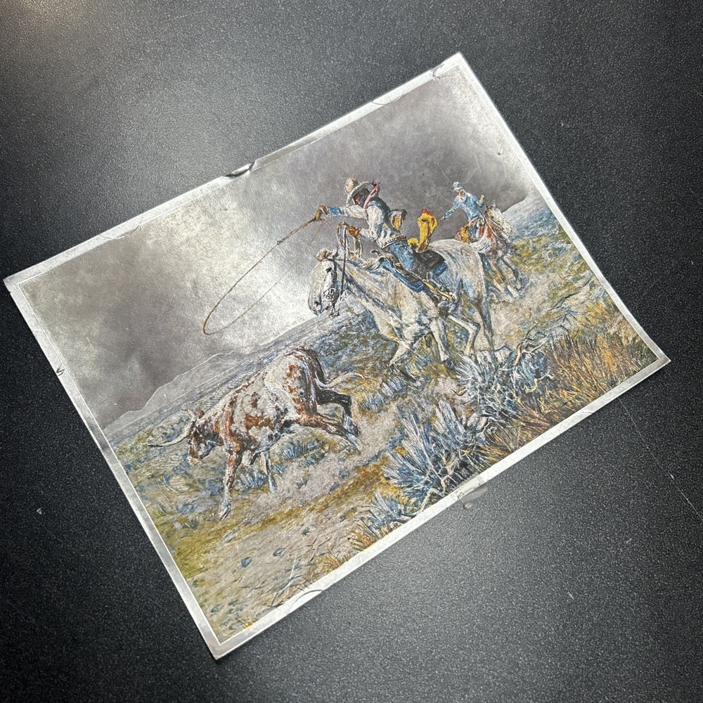 Vintage Charles Marion Russell Cowboy Horses Man Cave MCM Boho Decor
